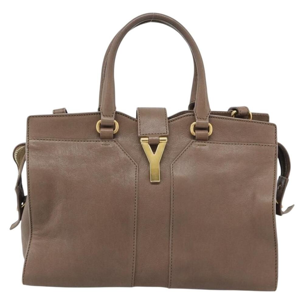 Saint Laurent Leather Cabas Chyc Handbag Brown
